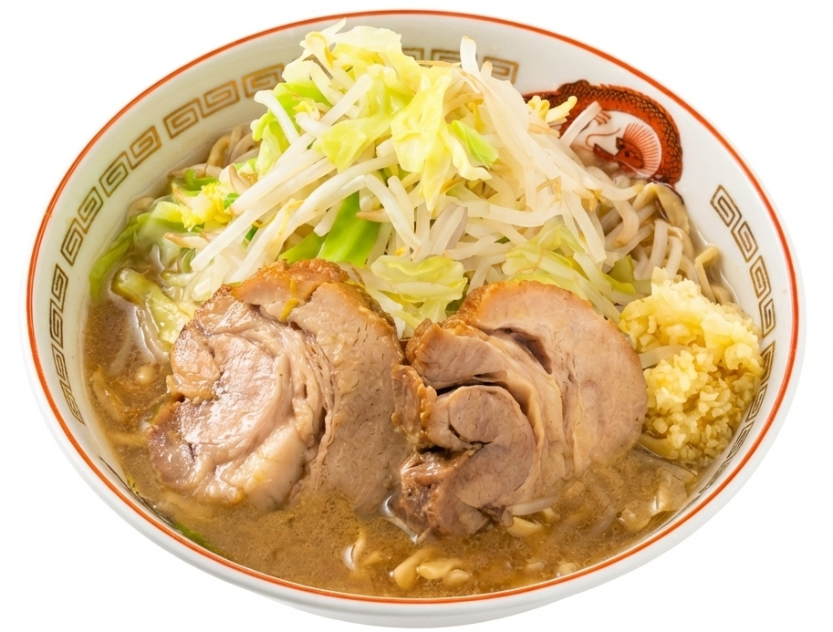 2025年12月24日「豚山」オープン！ 力強いスープに甘みのある醤油ダレ。 トロトロ豚と山盛り野菜。  “わしわし”と食べ応え抜群の麺をどうぞ！